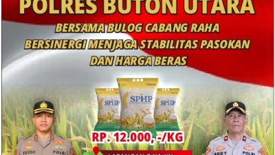 Polres Buton Utara Gelar Gerakan Pangan Murah, Stabilkan Harga Beras untuk Warga