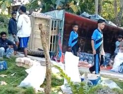 Truk Sembako Terbalik di Tanjakan Pongkowulu, Warga Minta Perbaikan Jalan