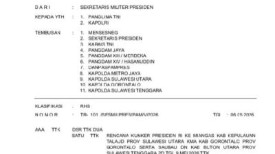 Kunker Presiden Prabowo ke Buton Utara dan Baubau Batal, Sesmilpres Terbitkan Telegram Perubahan Agenda