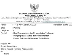 BKN Minta Bupati Buton Utara Cabut Tiga SK Pengangkatan dan Pemberhentian Kepala Sekolah